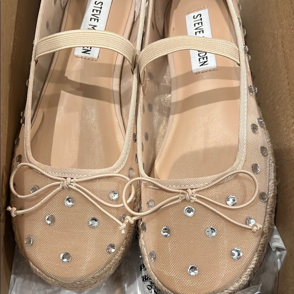 Steve Madden Blush Espadrilles with Embellishments and Bow